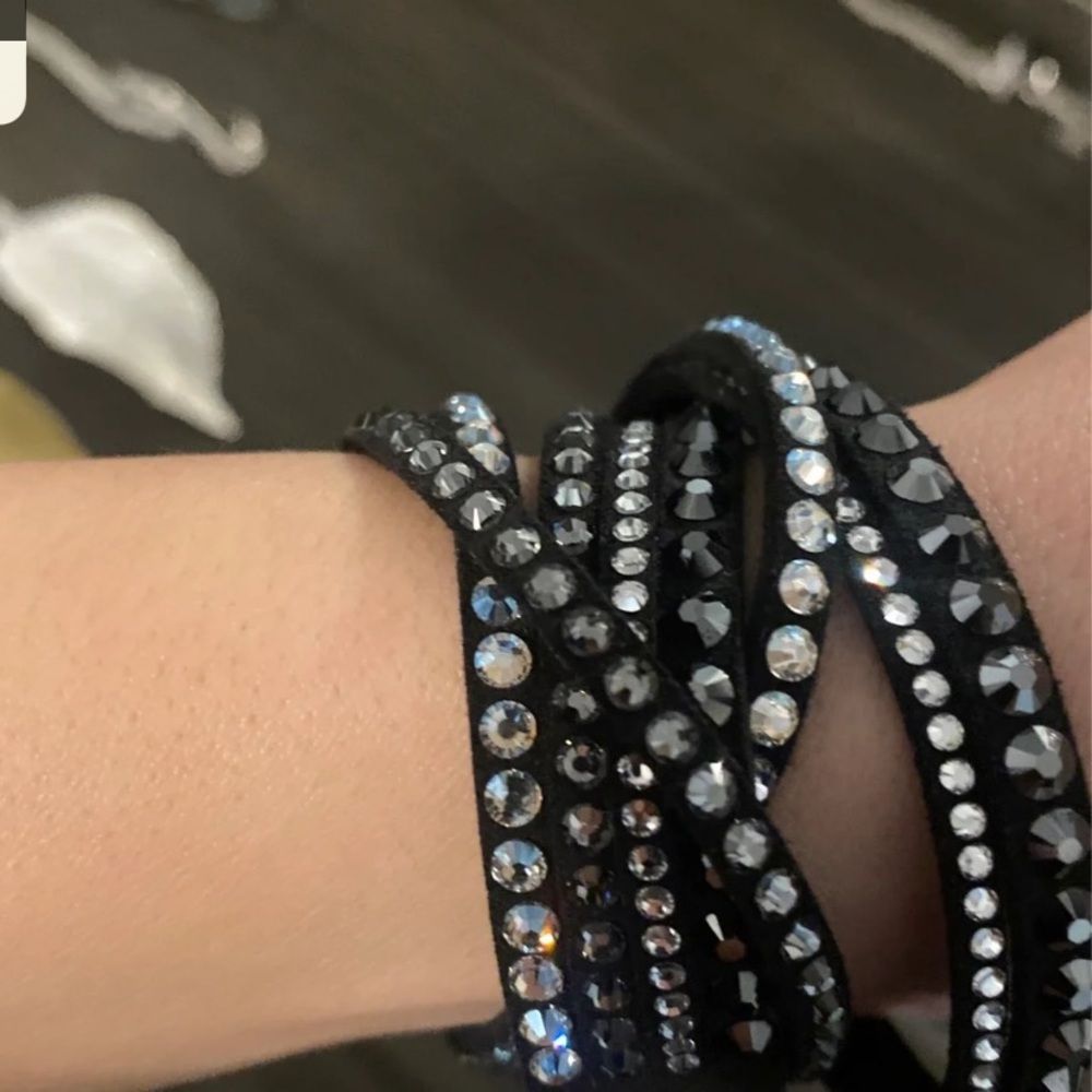 Black bracelet with gems
